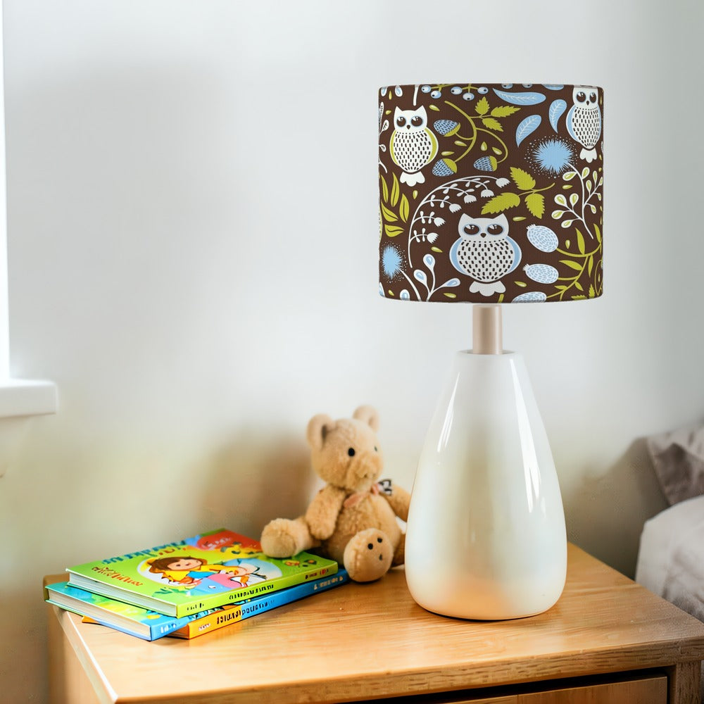 Charming Owl and Leaf Pattern lampshade