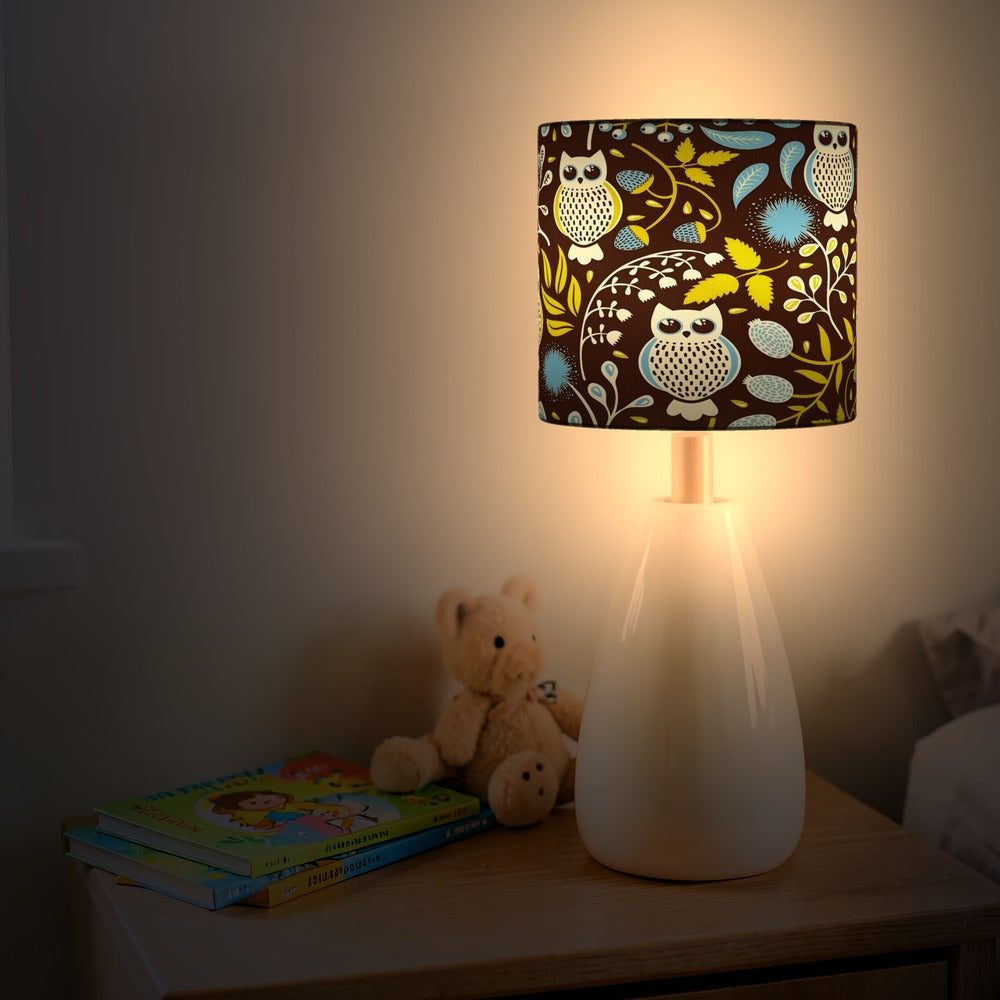 Charming Owl and Leaf Pattern lampshade