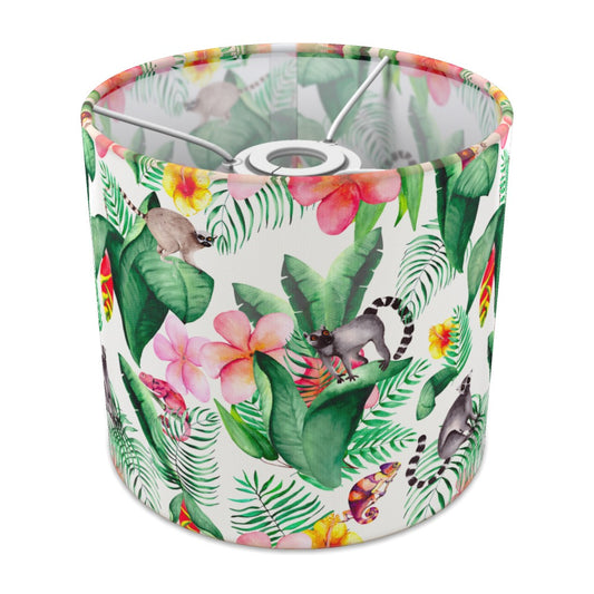 Tropical Jungle Lemur and Floral lampshade - 20cm Ceiling