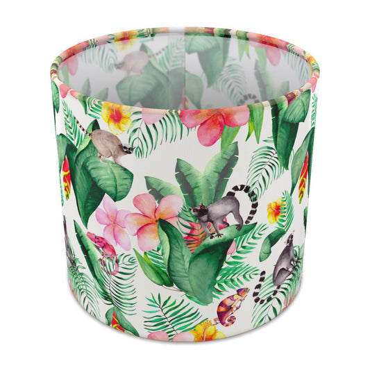Tropical Jungle Lemur and Floral lampshade - 20cm Table