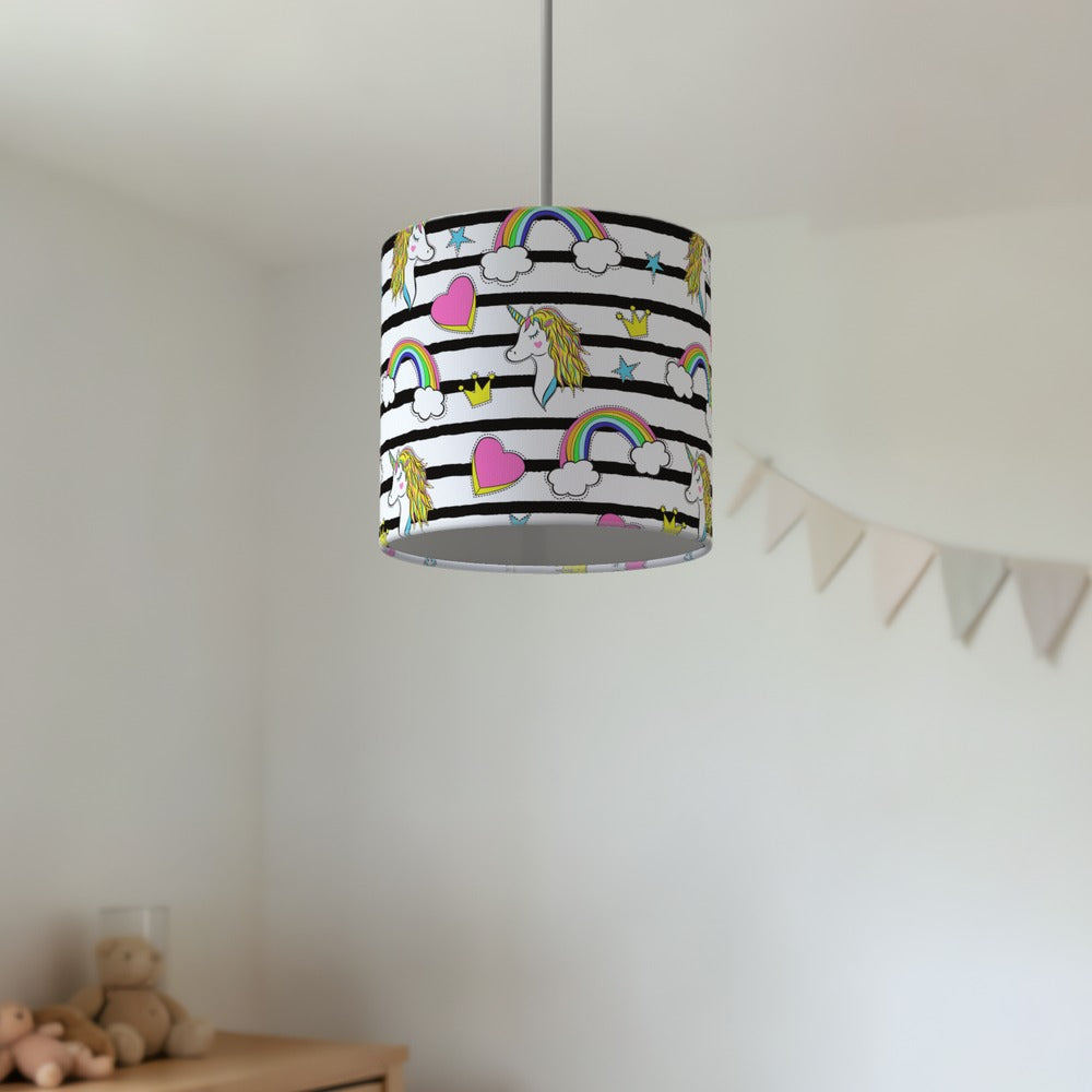 Unicorn Rainbow Hearts lampshade