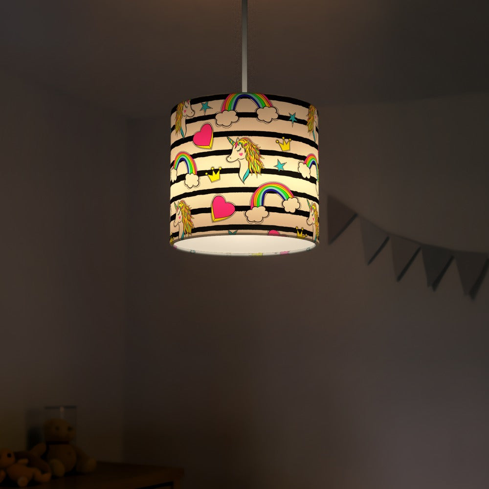 Unicorn Rainbow Hearts lampshade