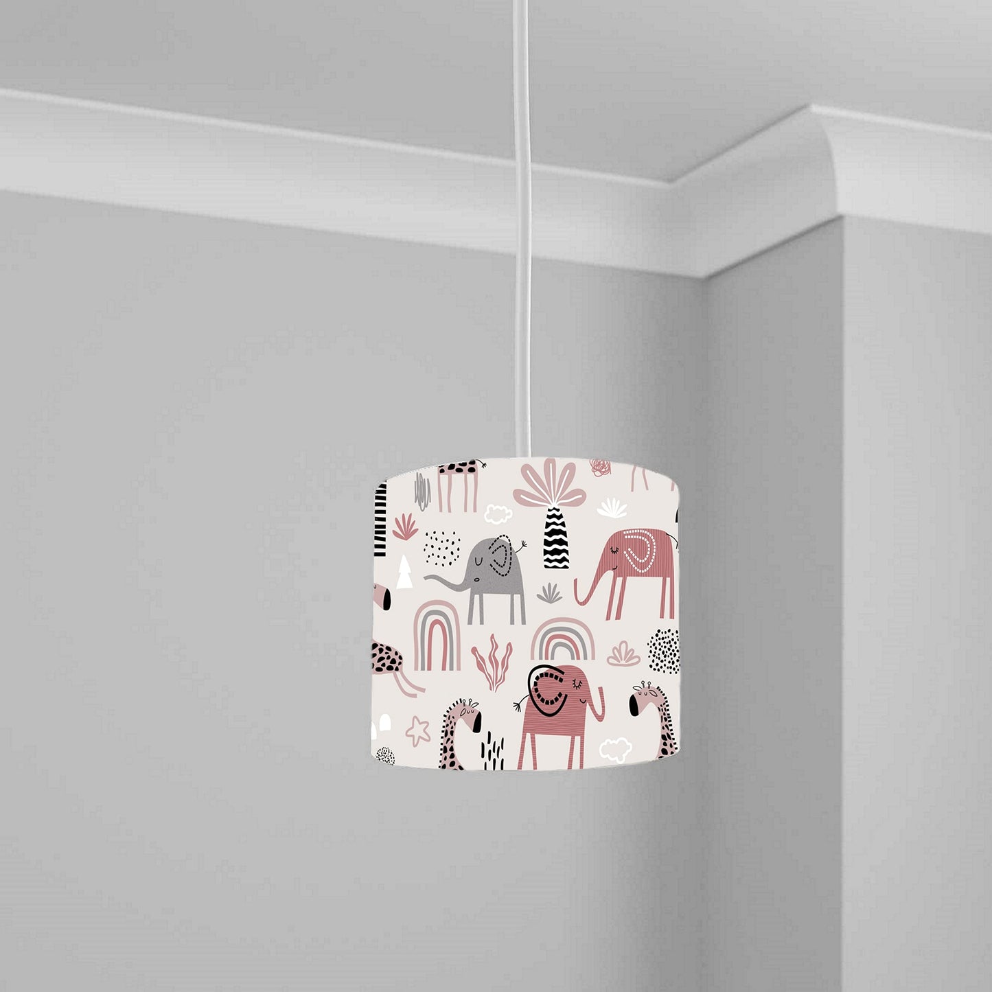 Pastel Jungle Safari Animal Ceiling Lampshade Lightshade for Nursery - 20cm x 18.5cm