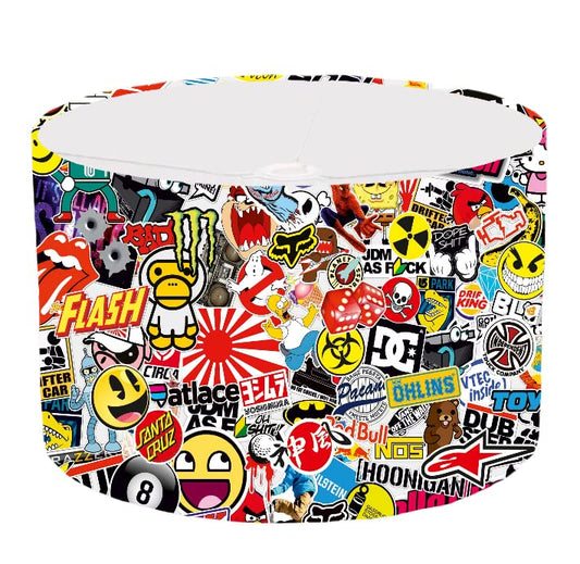 Vibrant Sticker Bomb Ceiling Lampshade Lightshade for Bedroom - 20cm x 18.5cm