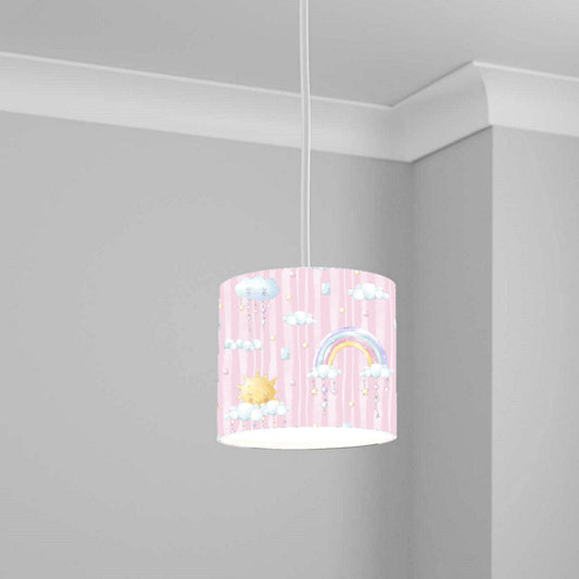 Pink Rainbow and Sun Ceiling Lampshade Lightshade for Nursery - 20cm x 18.5cm