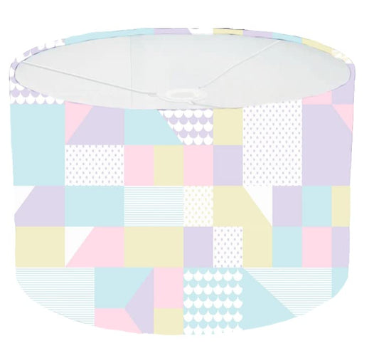 Pastel Geometric Block Pattern Ceiling Lampshade Lightshade for Room - 20cm x 18.5cm