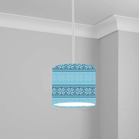 Blue Nordic Knit Pattern Ceiling Lampshade Lightshade for Room - 20cm x 18.5cm