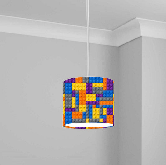 LASERFOCUS Modern Drum Lampshade, Multicolor, Photorealistic, 20cm x 18.5cm, Glossy Fabric, Metal Frame, Ceiling Mount, Table Lamp Shade