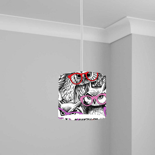 Quirky Owl Glasses Print Ceiling Lampshade Lightshade for Nursery - 20cm x 18.5cm