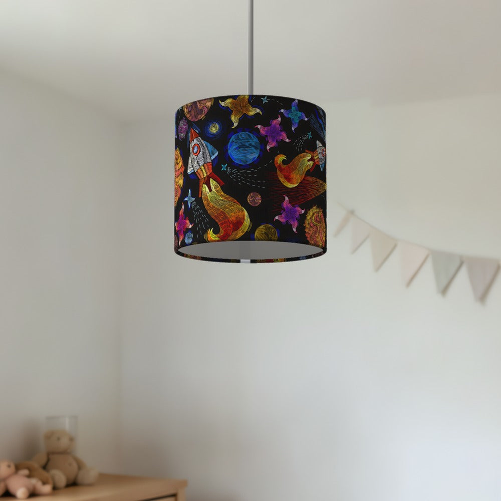 Colorful Space Rocket and Planets lampshade