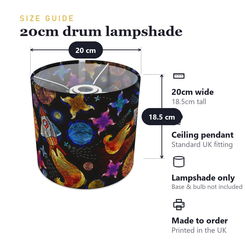 Colorful Space Rocket and Planets lampshade
