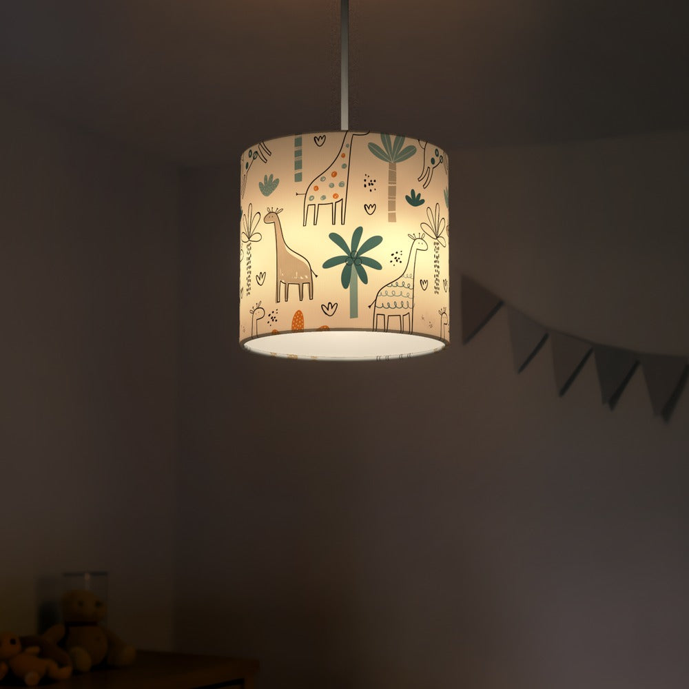 Whimsical Giraffe and Tree Pattern lampshade