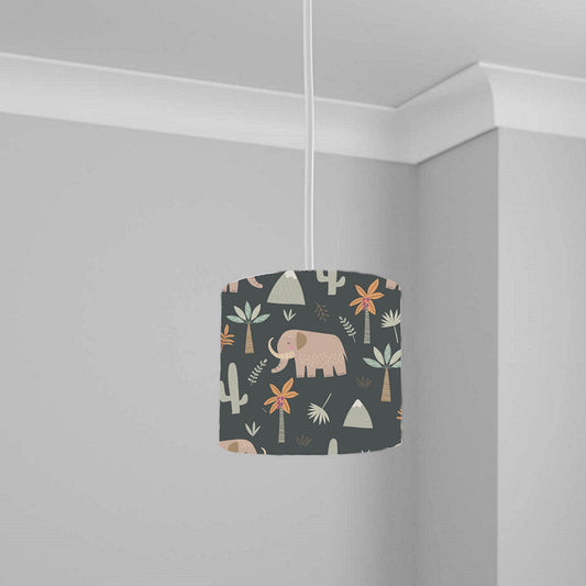 Jungle Safari Elephant Pattern Ceiling Lampshade Lightshade for Nursery - 20cm x 18.5cm