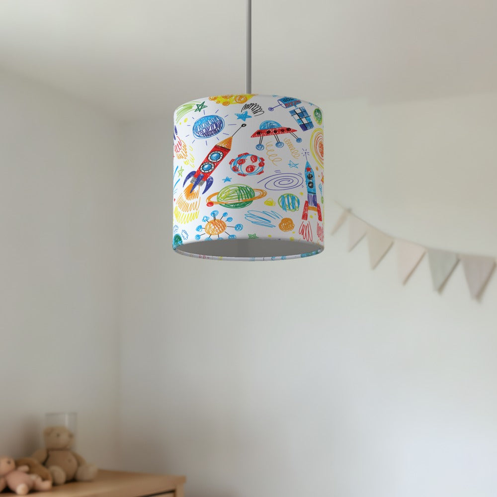 Colorful Space Rocket Drawing lampshade