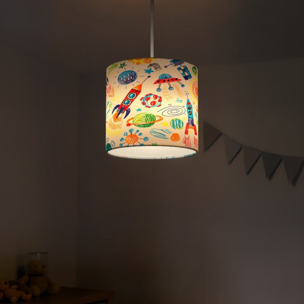 Colorful Space Rocket Drawing lampshade