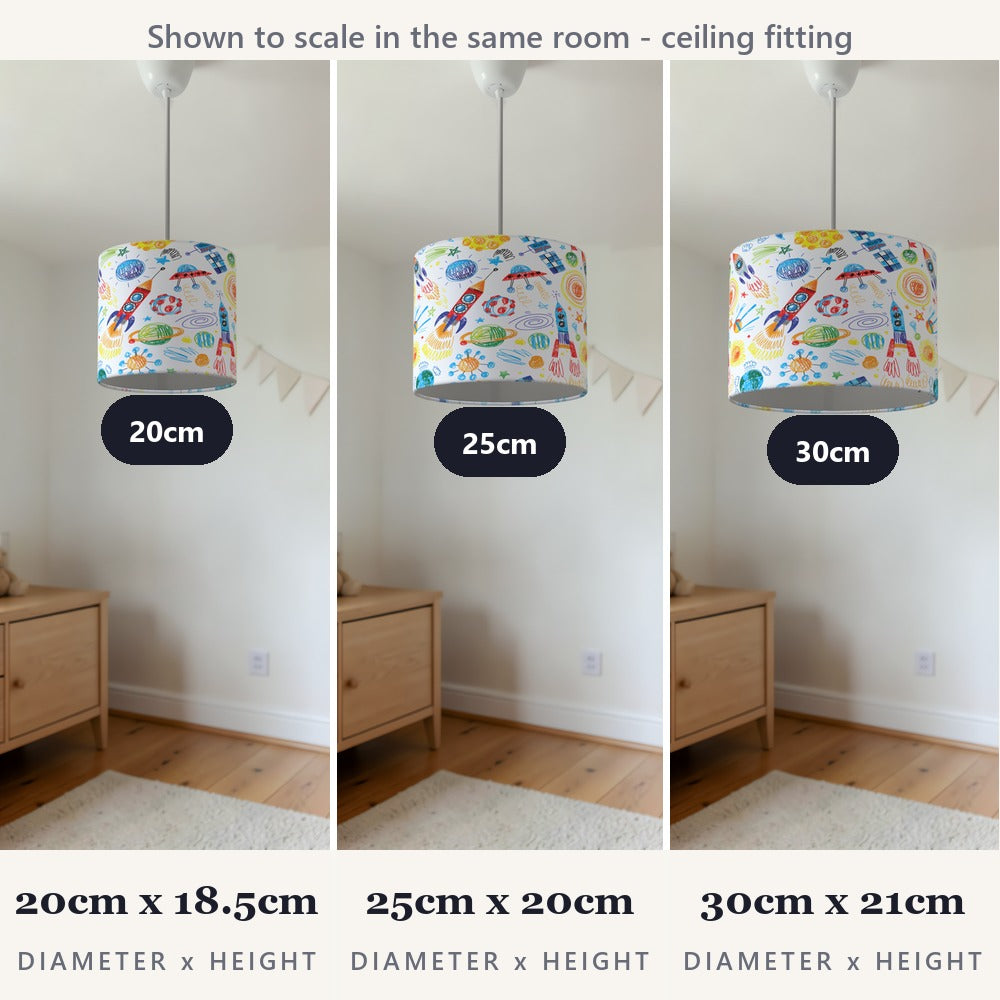 Colorful Space Rocket Drawing lampshade