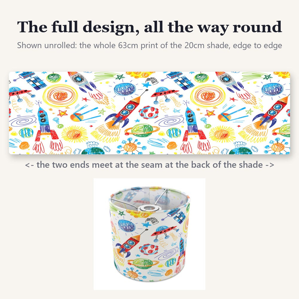 Colorful Space Rocket Drawing lampshade