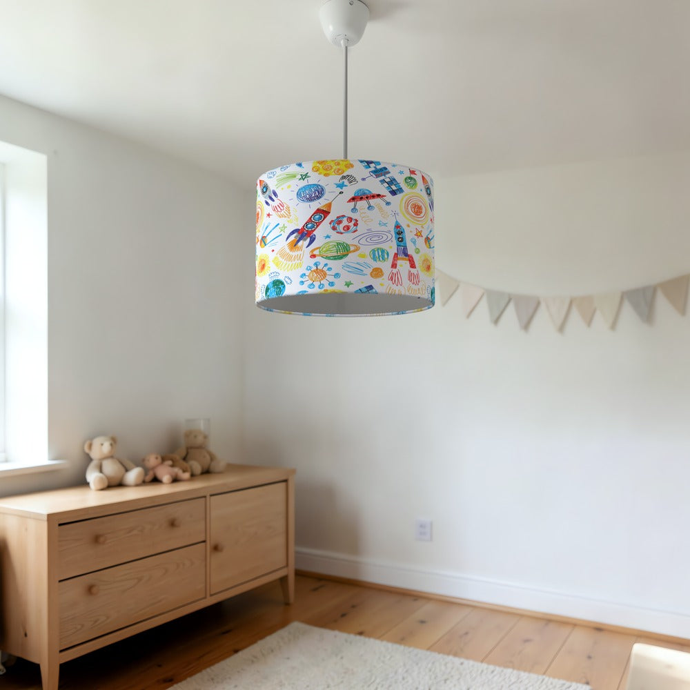Colorful Space Rocket Drawing lampshade