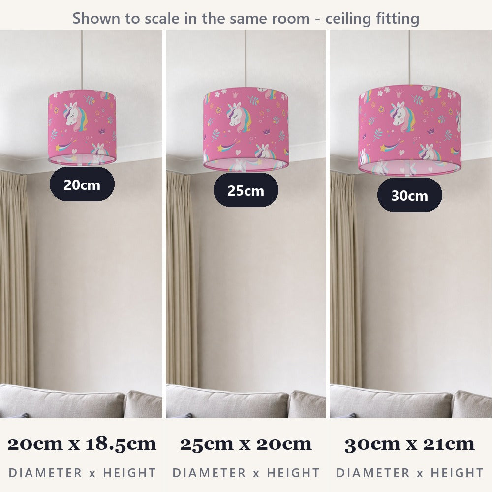 Pink Unicorn and Flowers lampshade