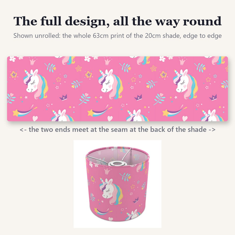 Pink Unicorn and Flowers lampshade