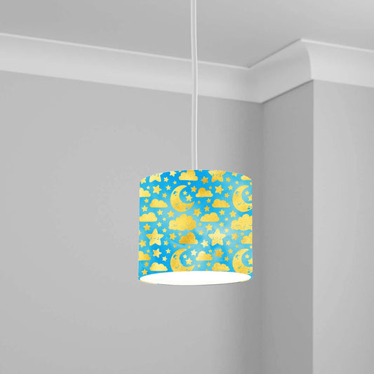 Gold Moon and Stars Ceiling Lampshade Lightshade for Nursery - 20cm x 18.5cm