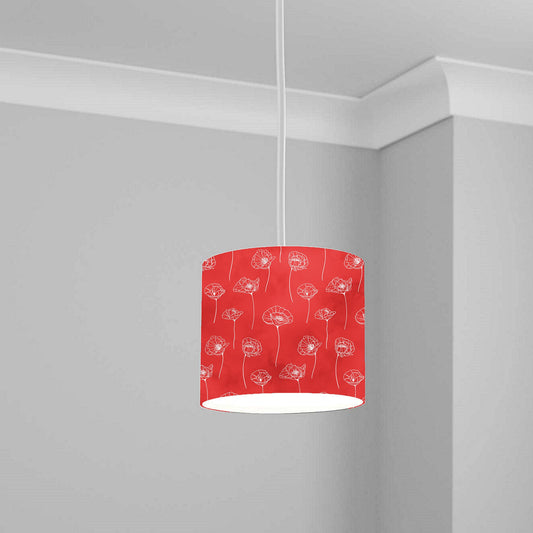 Red Poppy Floral Print Ceiling Lampshade Lightshade for Room - 20cm x 18.5cm