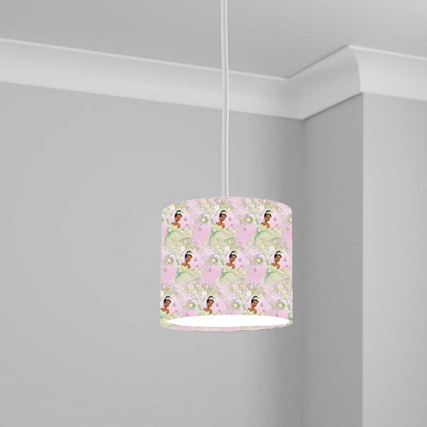 Princess Tiana Floral Pink Ceiling Lampshade Lightshade for Nursery - 20cm x 18.5cm