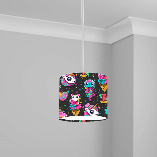 Magical Unicorn Cat and Jellyfish Ceiling Lampshade Lightshade for Kids' Room - 20cm x 18.5cm