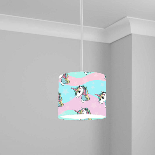 Pink Unicorn Rainbow Stars Ceiling Lampshade Lightshade for Nursery - 20cm x 18.5cm