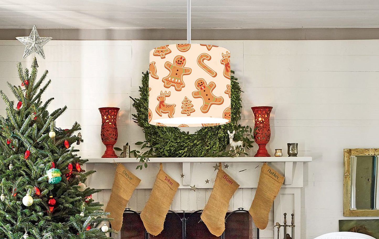 Gingerbread Man Christmas Pattern Ceiling Lampshade Lightshade for Room - 20cm x 18.5cm