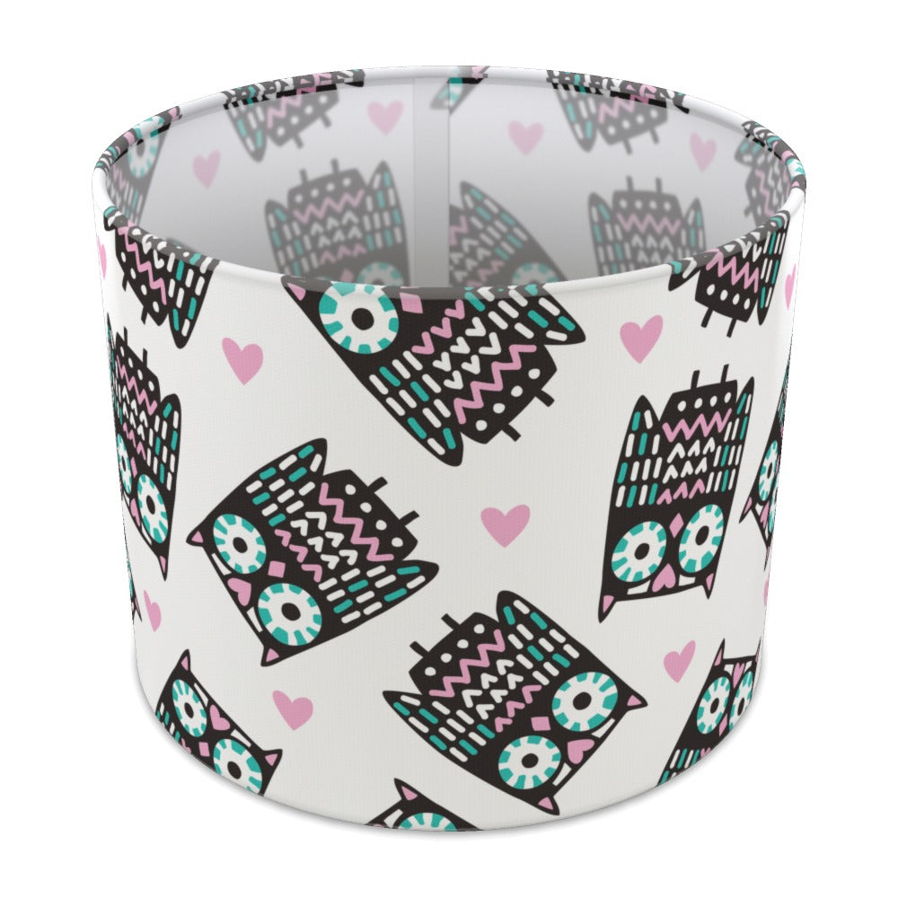 Pink and Teal Owl Heart Pattern lampshade - 25cm Table
