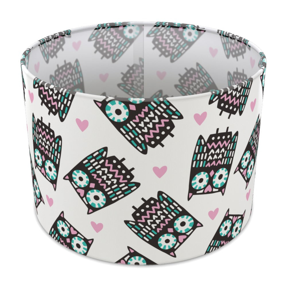 Pink and Teal Owl Heart Pattern lampshade - 30cm Table
