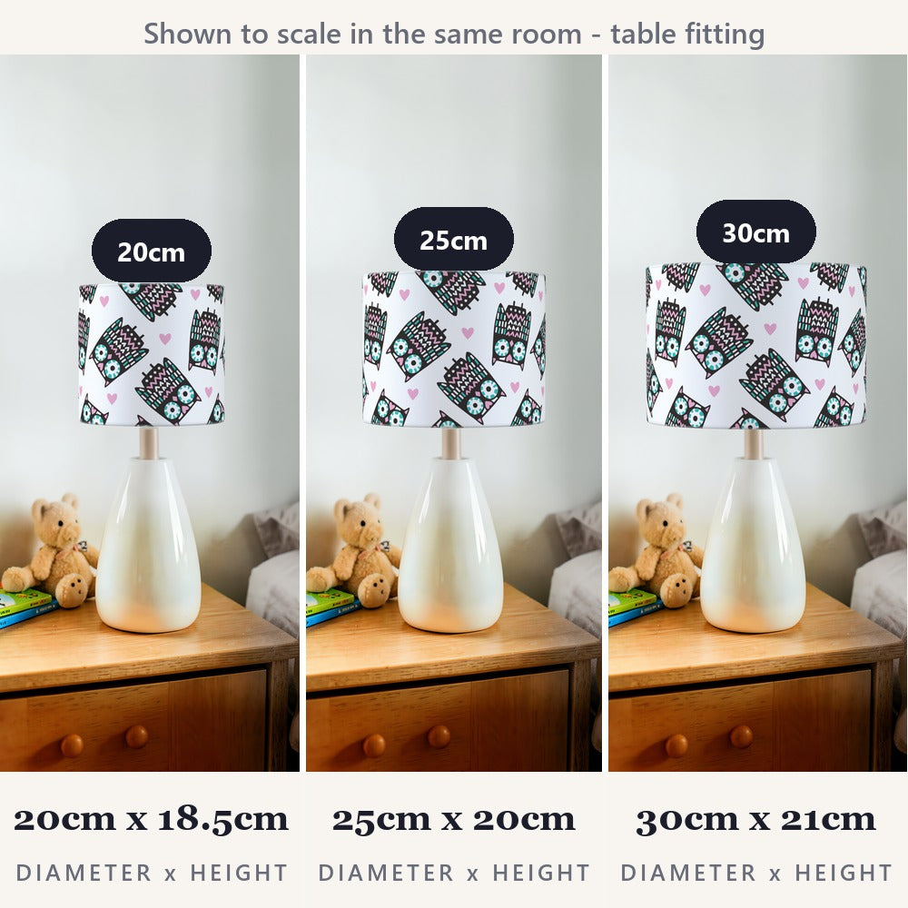 Pink and Teal Owl Heart Pattern lampshade