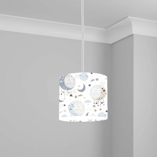 Dreamy Moon and Stars Ceiling Lampshade Lightshade for Nursery - 20cm x 18.5cm