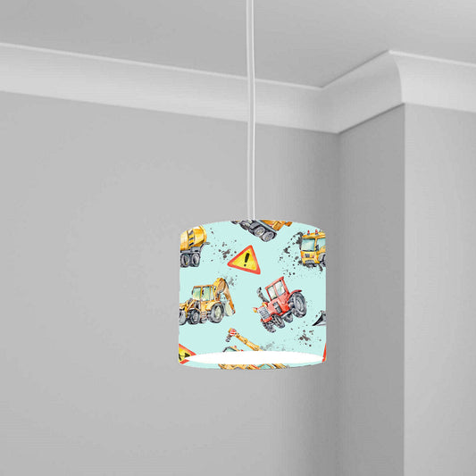 Multicolored Construction Vehicles Ceiling Lampshade Lightshade for Nursery - 20cm x 18.5cm