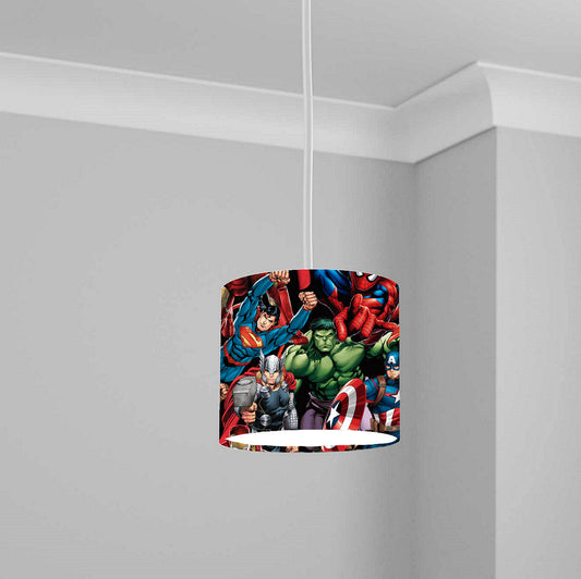 Superhero Team Print Ceiling Lampshade Lightshade for Kids Room - 20cm x 18.5cm