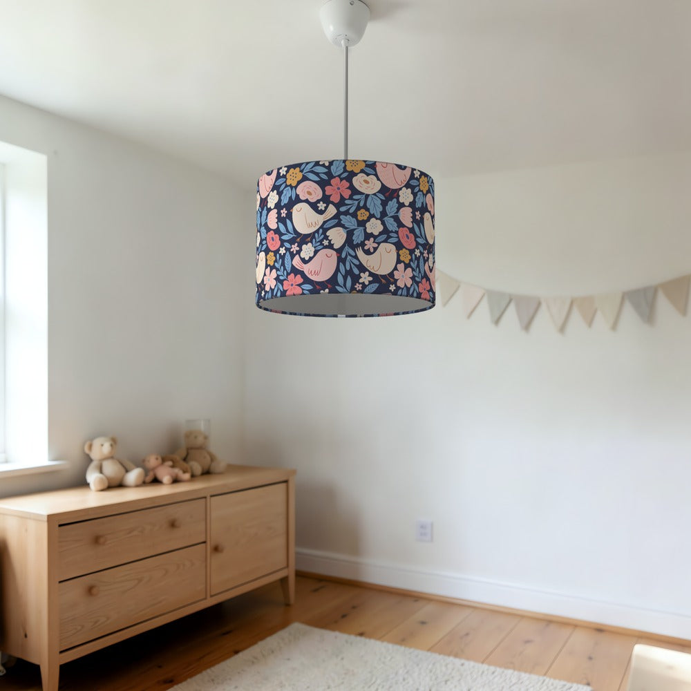 Floral Sleeping Birds lampshade