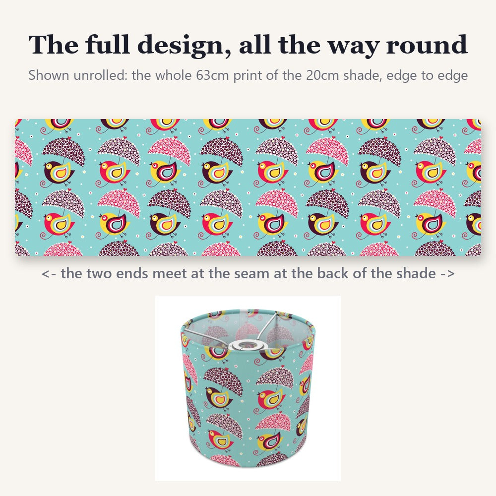 Colorful Bird and Umbrella Pattern lampshade