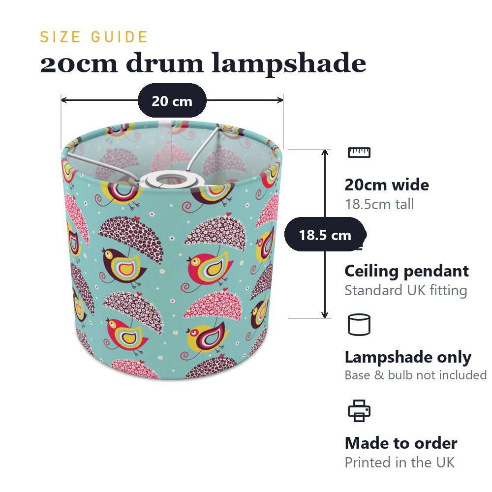 Colorful Bird and Umbrella Pattern lampshade