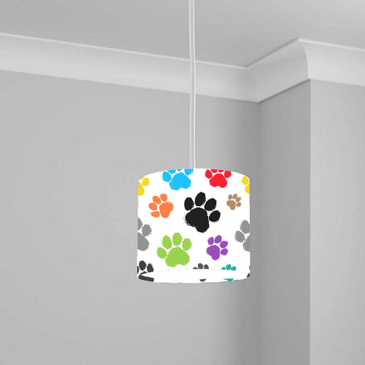 Multicolor Paw Print Ceiling Lampshade Lightshade for Nursery - 20cm x 18.5cm