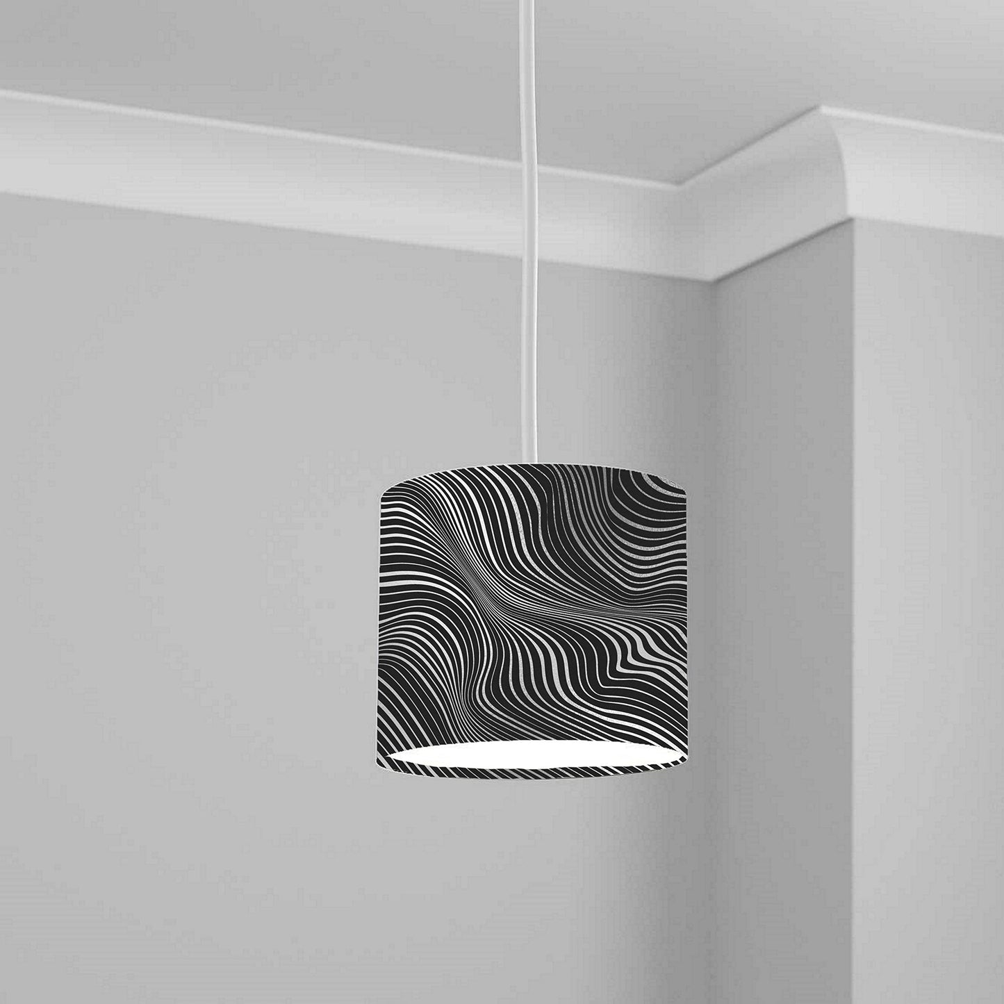 Black Wave Pattern Ceiling Lampshade Lightshade for Room - 20cm x 18.5cm