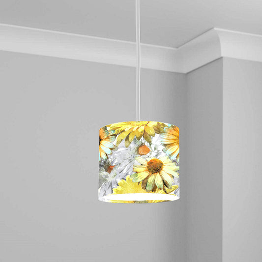 Yellow Floral Watercolor Ceiling Lampshade Lightshade for Room - 20cm x 18.5cm