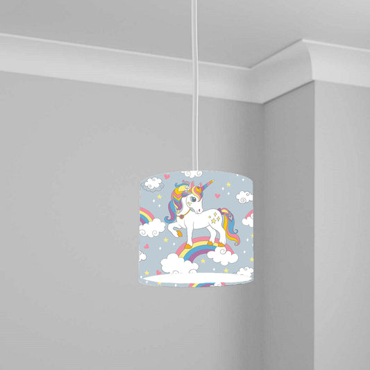 Enchanting Unicorn on Rainbow Ceiling Lampshade Lightshade for Kids Room - 20cm x 18.5cm
