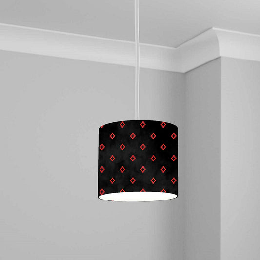 Red and Black Geometric Pattern Ceiling Lampshade Lightshade for Room - 20cm x 18.5cm