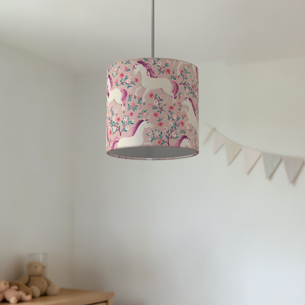 Enchanting Unicorn and Red Rose lampshade