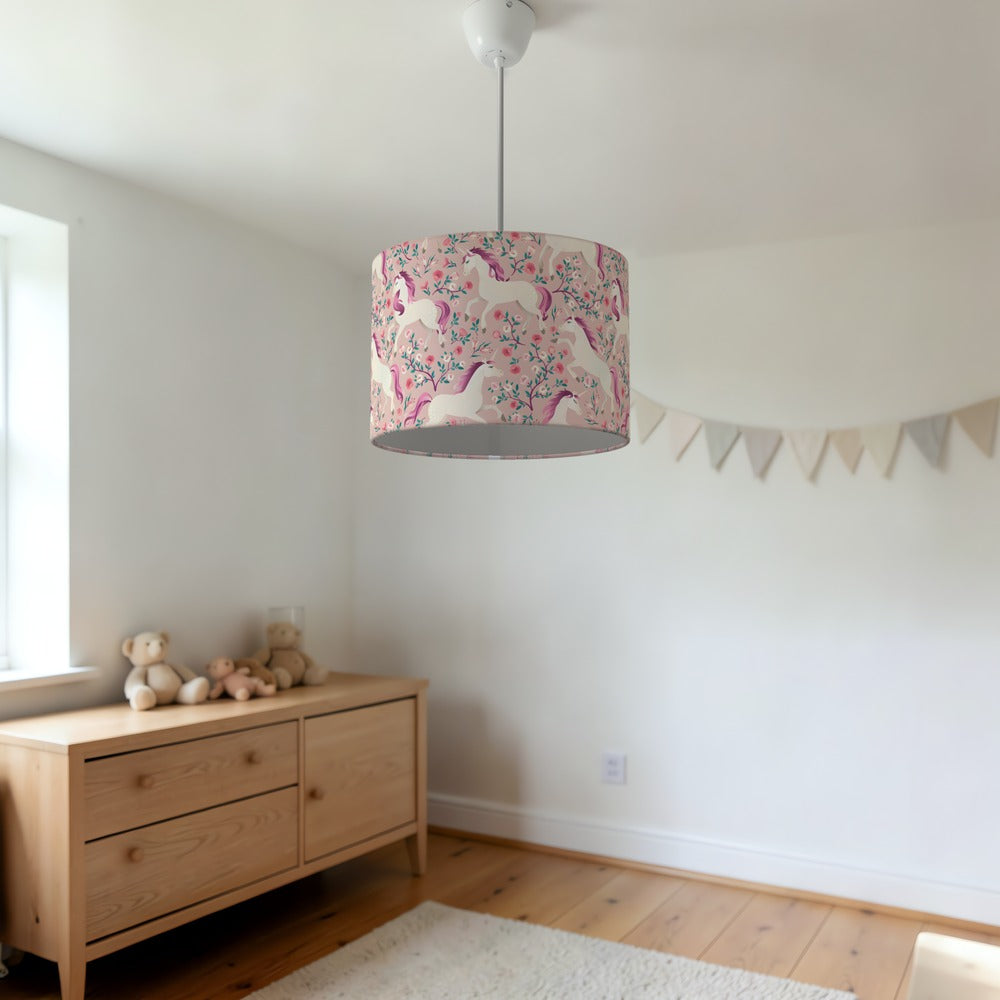 Enchanting Unicorn and Red Rose lampshade