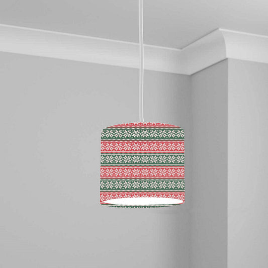 Festive Red and Green Snowflake Pattern Ceiling Lampshade Lightshade for Room - 20cm x 18.5cm