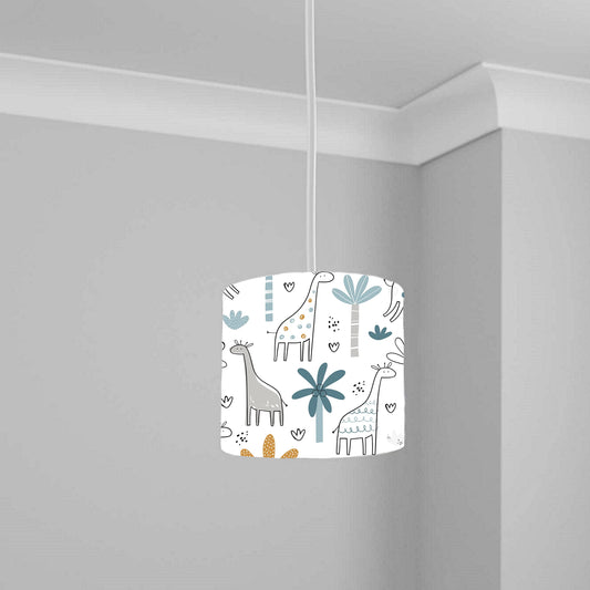 Whimsical Giraffe and Tree Pattern Ceiling Lampshade Lightshade for Nursery - 20cm x 18.5cm