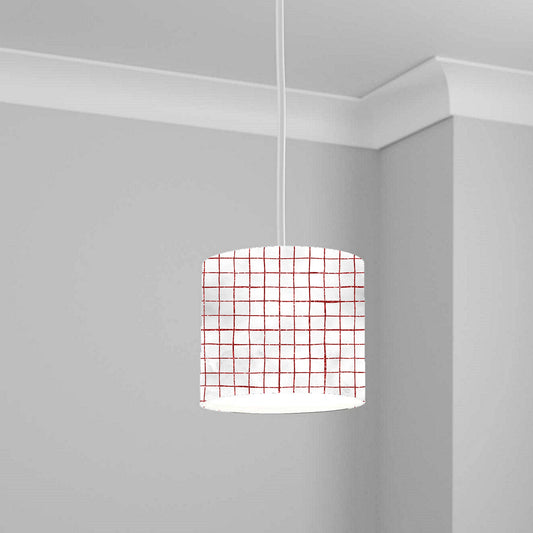 Red Grid Pattern Ceiling Lampshade Lightshade for Room - 20cm x 18.5cm