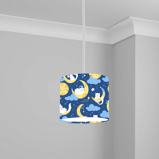 Sleepy Moon and Cats Ceiling Lampshade Lightshade for Nursery - 20cm x 18.5cm